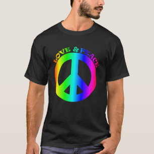 Love Peace Freedom 60s 70s Tie Dye Hippie Rainbow T-Shirt