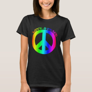 Love Peace Freedom 60s 70s Tie Dye Hippie Rainbow T-Shirt