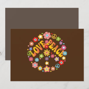 LOVE PEACE FREEDOM 60s 70s Tie Dye Vintage Hippie Invitation