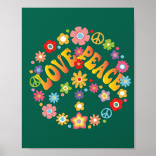 LOVE PEACE FREEDOM 60s 70s Tie Dye Vintage Hippie Poster