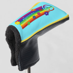 LOVE PEACE FREEDOM Stripes Flowers Golf Head Cover