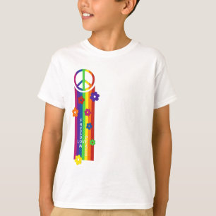 LOVE PEACE FREEDOM Stripes Flowers T-Shirt
