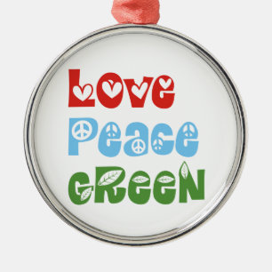 Love, Peace, Green custom ornament