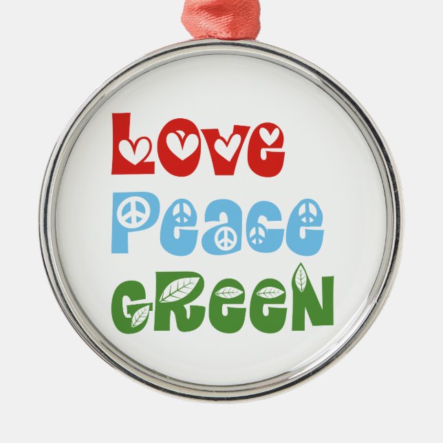 Love, Peace, Green custom ornament (Front)