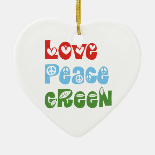 Love, Peace, Green custom ornament