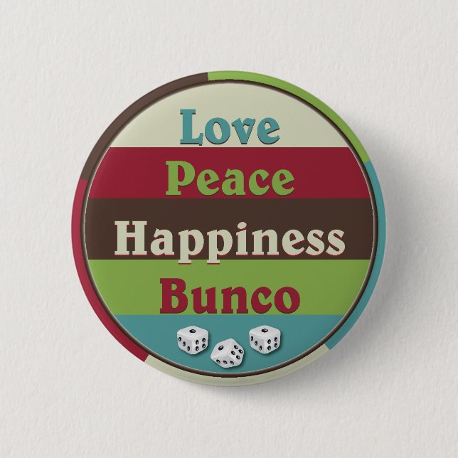 Love,Peace,Happiness Bunco Button (Front)