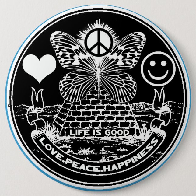LOVE PEACE HAPPINESS Button (Front)