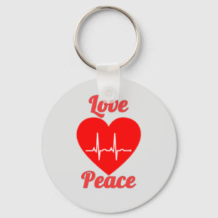 Love & Peace Heart of Hearts Word Art Key Ring
