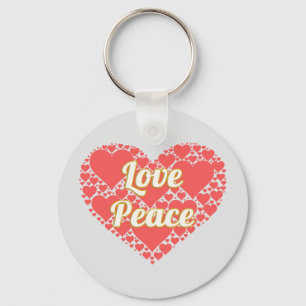 Love & Peace Heart of Hearts Word Art Key Ring