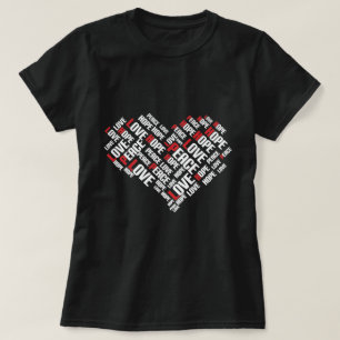 LOVE PEACE HOPE Chic Stylish Word Cloud T-Shirt