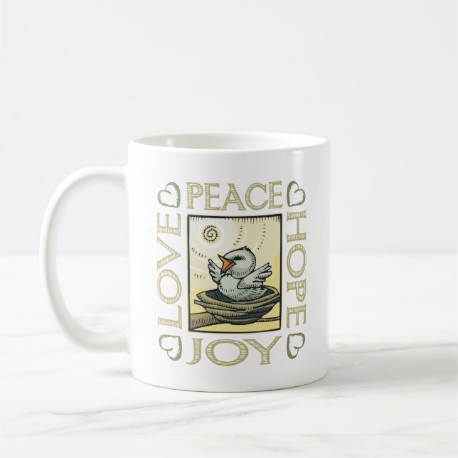 Love, Peace, Hope, Joy Coffee Mug (Left)
