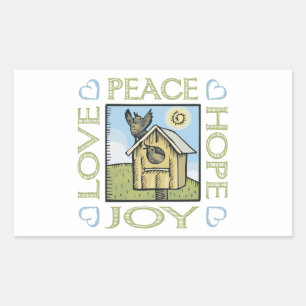 Love, Peace, Hope, Joy Rectangular Sticker