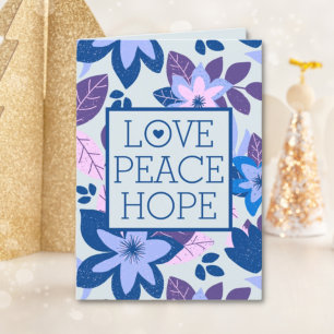 Love Peace Hope Modern Botanical Floral Christmas Holiday Card