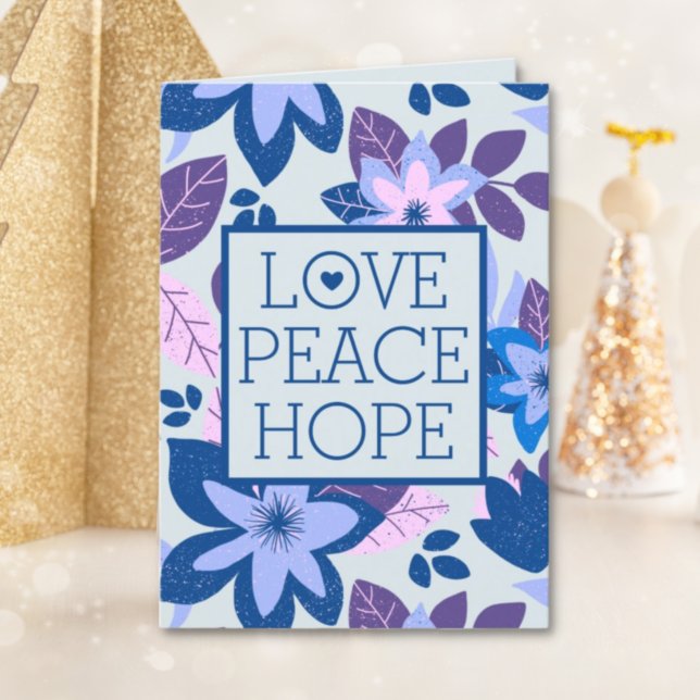 Love Peace Hope Modern Botanical Floral Christmas Holiday Card (Creator Uploaded)