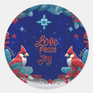 Love, Peace, Joy: A Cardinal Christmas Classic Round Sticker