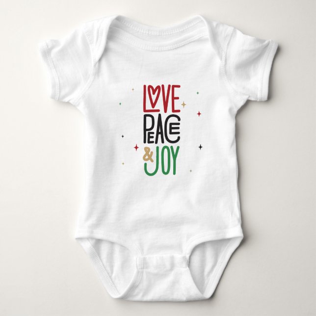 Love, Peace, & Joy Baby T-Shirt Bodysuit (Front)