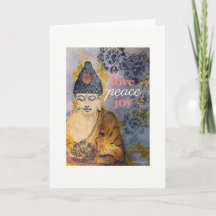 Love Peace Joy Buddha Watercolor Greeting Card