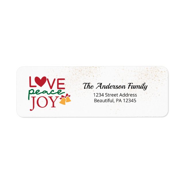 Love Peace Joy Christmas Return Address Label (Front)