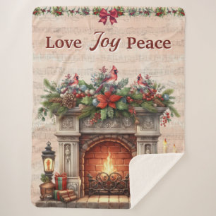 Love, Peace, Joy: Cozy Sherpa Blanket