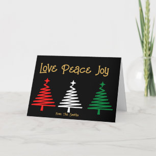 LOVE PEACE JOY CUSTOM CHRISTMAS CARD