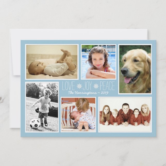 Love Peace Joy Family Photos Christmas Card (Front)