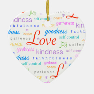 Love PEACE Joy Fruit of the Spirit Colourful Ceramic Tree Decoration