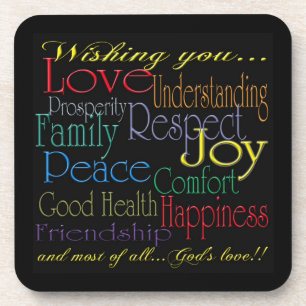 Love Peace Joy Happiness Cork Coaster