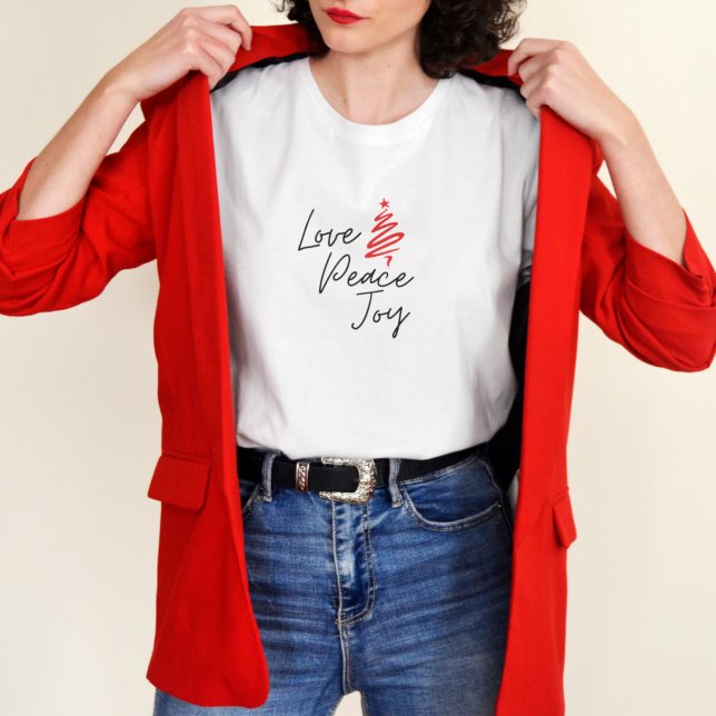 Love Peace Joy Holiday White Christmas T-Shirt (Creator Uploaded)