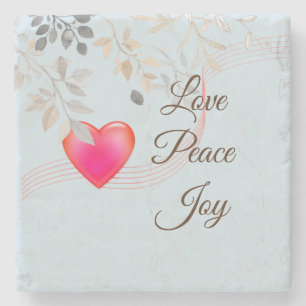 Love Peace Joy II Stone Coaster
