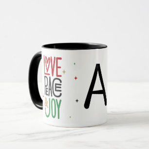 Love, Peace, & Joy   Initial Mug