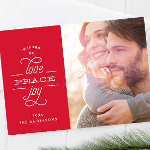 Love Peace Joy Lettering Holiday Photo Card