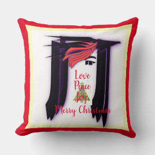Love Peace Joy Red Merry Christmas Cushion