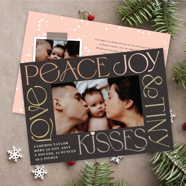 Love Peace Joy Tiny Kisses Baby's 1st Christmas Holiday Card (Creator Uploaded)