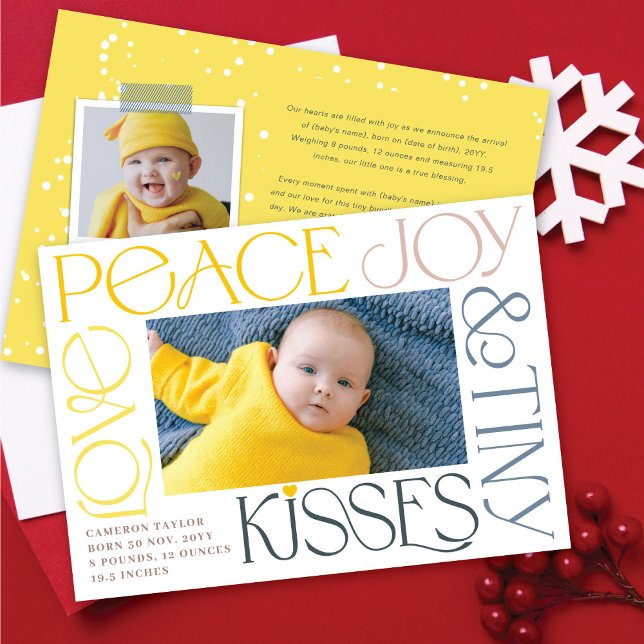 Love Peace Joy Tiny Kisses Baby's 1st Christmas Holiday Card (Creator Uploaded)