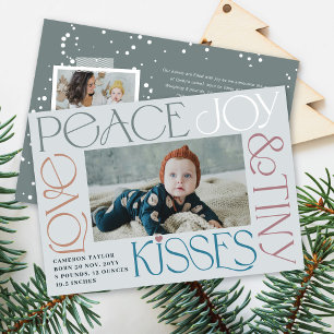 Love Peace Joy Tiny Kisses Baby's 1st Christmas Holiday Card