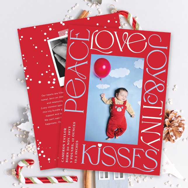 Love Peace Joy Tiny Kisses Baby's 1st Christmas Holiday Card (Creator Uploaded)