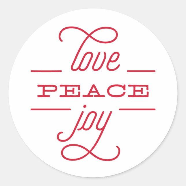 LOVE PEACE JOY to you Holiday Sticker (Front)