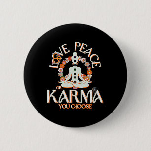 Love Peace Karma Sign Divine Feminine Yang Yoga Yi 6 Cm Round Badge