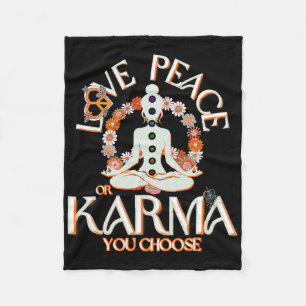 Love Peace Karma Sign Divine Feminine Yang Yoga Yi Fleece Blanket
