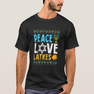 Love Peace Latkes Hanukkah Chanukah Jewish Gift T-Shirt
