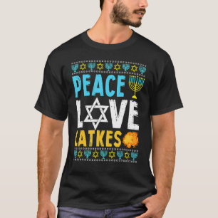 Love Peace Latkes Hanukkah Chanukah Jewish T-Shirt