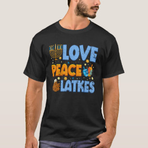 Love Peace Latkes Hanukkah Jewish Boys Girls K T-Shirt