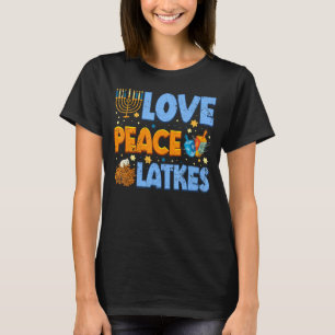 Love Peace Latkes Hanukkah Jewish     Boys Girls K T-Shirt