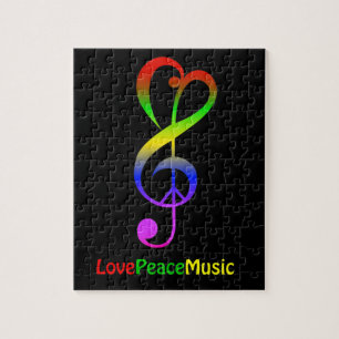 Love peace music hippie treble clef jigsaw puzzle
