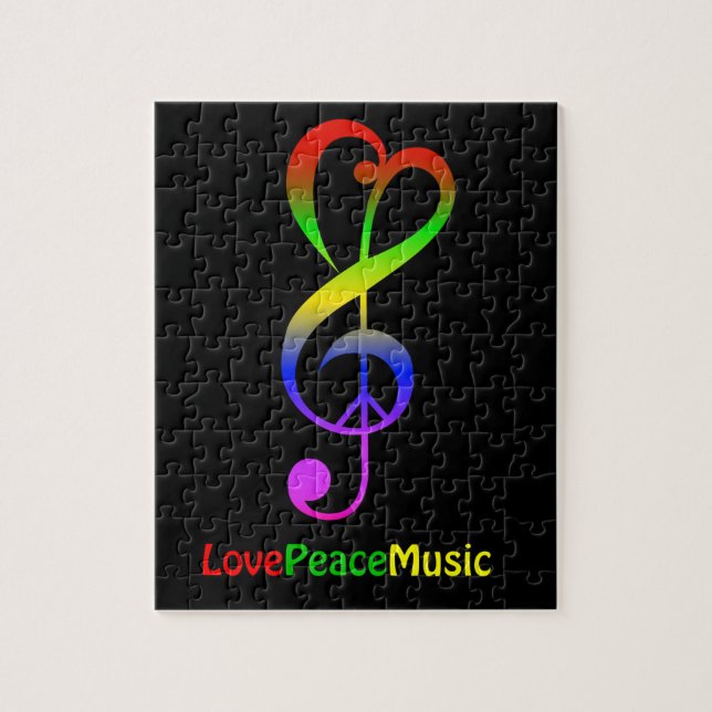 Love peace music hippie treble clef jigsaw puzzle (Vertical)