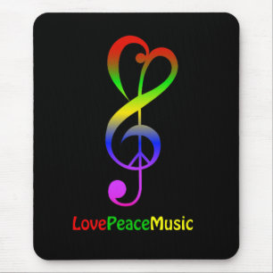 Love peace music hippie treble clef mouse pad
