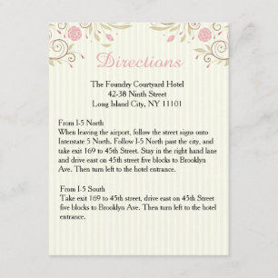 Love & Peace Pink Floral Wedding Directions Card
