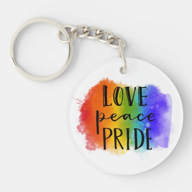 Love Peace Pride Key Ring (Front)