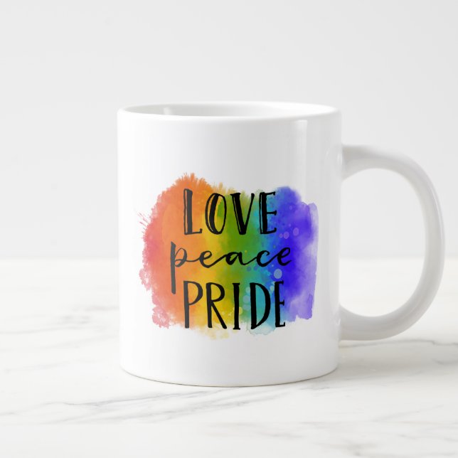 Love Peace Pride Large Coffee Mug (Right)
