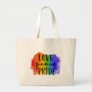 Love Peace Pride Large Tote Bag